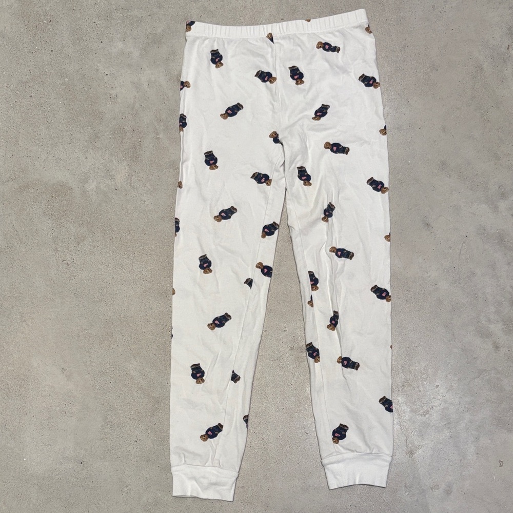 Ralph Lauren Kids Size 8 Boys White Printed PJ Bottoms